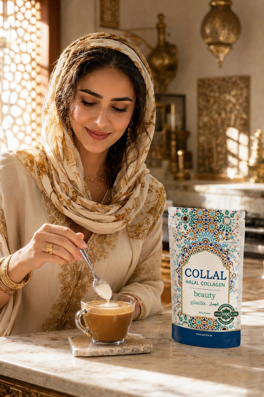 Collal® beauty wird in den Morgenkaffee eingerührt